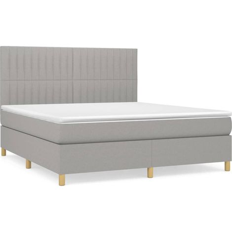 Maison Exclusive - Cama box spring con colchón tela gris claro 18