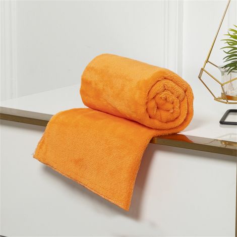 Couverture Jetable - Microfibre Polaire - 100 x 140 cm - Pour Canapé Lit Camping Voyage - Orange (1/2)