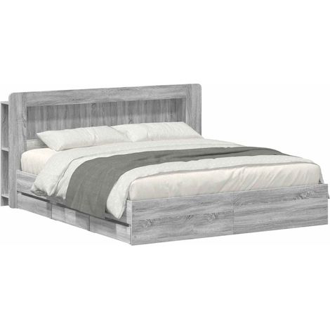 Bed Frame with Storage Grey Sonoma 180 x 200 cm Engineered Wood vidaXL (1/5)