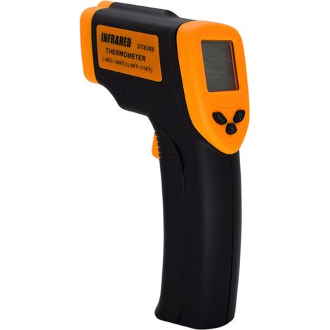 Tragbares, berührungsloses Infrarot-Thermometer, digitales LCD-Display, -50 bis 600 °C / -58 bis 1122 °F (Nicht für den menschlichen Gebrauch geeignet), orange, batterielos.