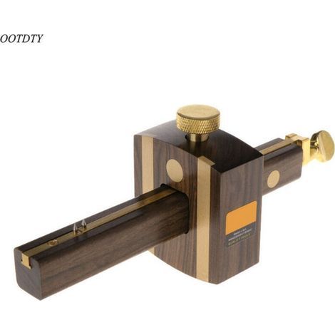 1 coltello da marcatura per tenoni regolabile, in ottone zigrinato e legno duro con punte in acciaio temprato, per carpentieri e marcature di precisione (1/5)