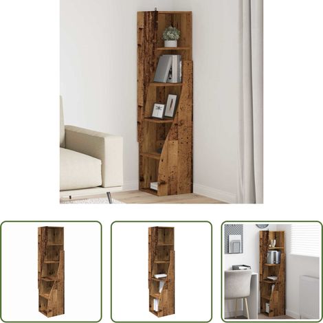 Rangement - Meuble d'angle Bois ancien 32x32x140cm Bois d'ingénierie (1/5)