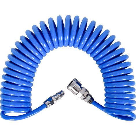 Spiral hose for compressed air - Length: 12 m - With quick coupling - For compressors (1/5)