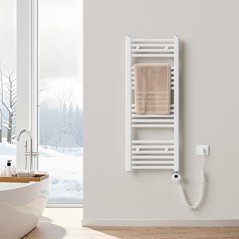 Heilmetz Elektrischer Handtuchwärmer mit WLAN-Heizstab 100 x 40 cm 300W Weiß Intelligenter Badheizkörper mit TUYA/Smart Life Smart Home Steuerung (1/5)