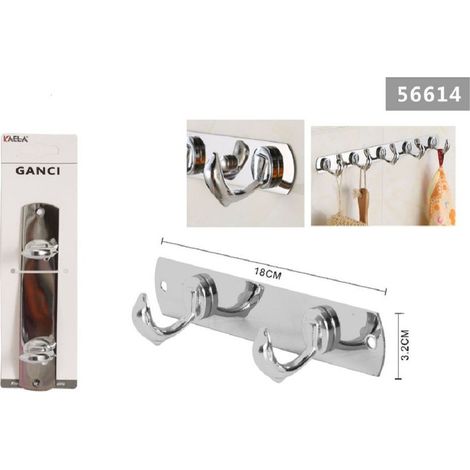 Kaela - Appendino Porta Asciugamani A 2 Ganci Forma Delfino Parete Bagno 18x3.2cm 56614 - (1/2)