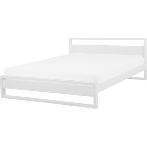 Cama de madera de pino blanca 180 x 200 cm con cabecero de estilo retro Giulia