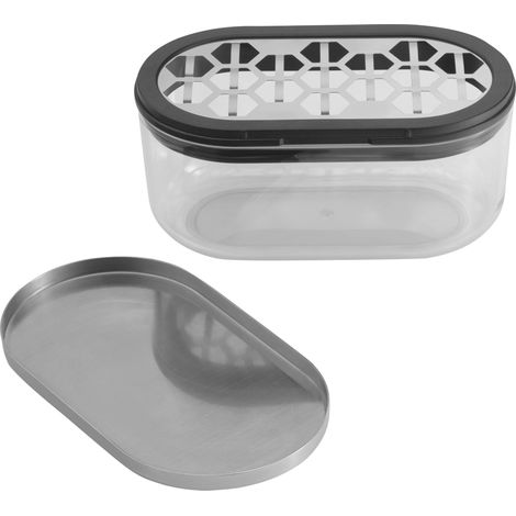 WMF Grattugia parmigiana con contenitore e coperchio, 15 x 8,5 x 7 cm, grattugia per formaggio, acciaio inox Cromargan, plastica, grattugia per formaggio (1/4)