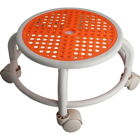 Tabouret bas rond à roulettes, confortable et universel, avec roulettes, mini-tabouret mobile et grande capacité de charge pour la maison, orange. (1/4)