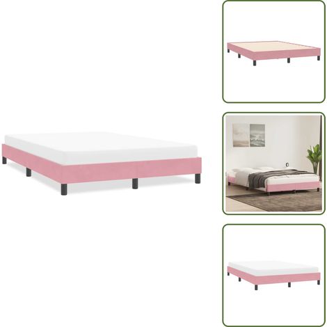 The Living Store Giroletto senza Materasso Rosa 160x210 cm Velluto - Letto con base a doghe