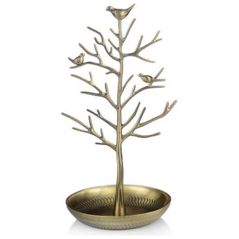Support d'arbre à bijoux de style doré – Oiseaux vintage – Accrochez vos bijoux – Tour de rangement à suspendre (1/5)