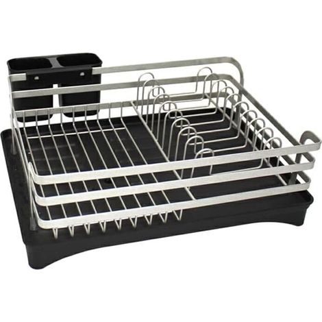 Égouttoir à Vaisselle, Support de séchage de Bol, égouttoir à Vaisselle, évier de comptoir, Organisateur de Cuisine avec Outils de Planche d'égouttage, Argent (1/4)