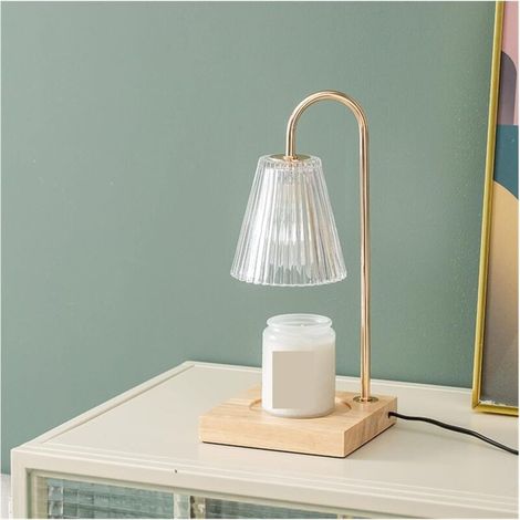 Scaldacandele elettrico senza fumo e inodore, scaldacandele elettrico in vetro trasparente per cera, ideale per la decorazione della camera da letto o come lampada da tavolo. (1/4)