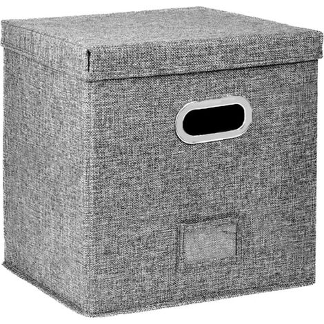 Scatola porta dischi in vinile in lino, pieghevole con coperchio, antipolvere. (1/5)