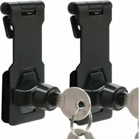 Loquet et targette Lot de 2 moraillons de 7,6 cm avec moraillon à clé avec serrure et moraillon en métal pour portes/placards/fenêtres Noir (1/5)