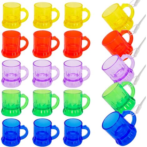 20 vasos de chupito portátiles con asa, reutilizables para fiestas, ideales para despedidas de soltero, Mardi Gras, fiestas temáticas, bodas y cumpleaños (coloridos). (1/5)