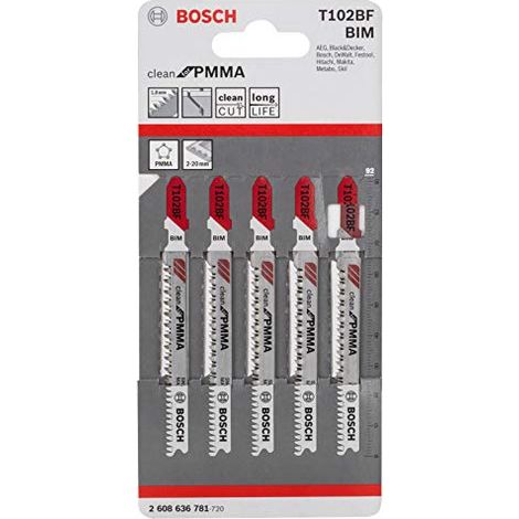 Scheda di 5 lame BOSCH T102BF PMMA - 2608636781