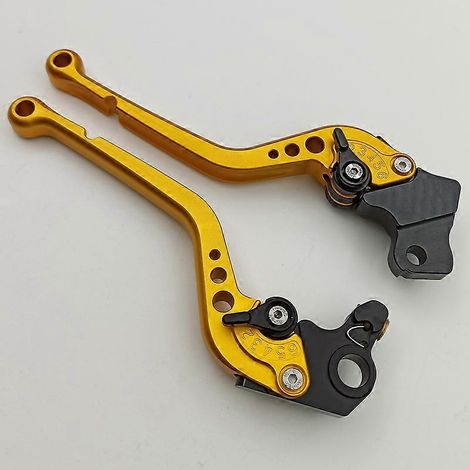 Convient pour la locomotive Ducati HYPERMOTARD 821, poignée de frein, d'embrayage et de klaxon hydrauliques en alliage d'aluminium modifié (poignée longue dorée) (1/4)