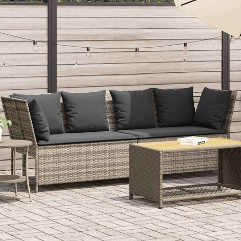 Gartensofa mit Kissen Hellgrau Poly Rattan (1/5)