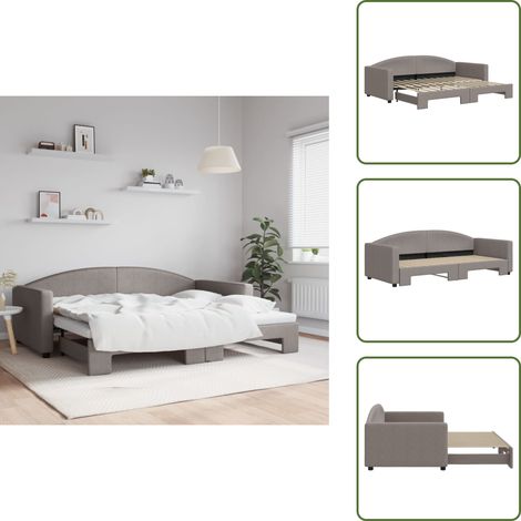 Wohnzimmersofa - vidaXL Tagesbett Ausziehbar Taupe 90x200 cm Stoff - Schlafzimmersofa (1/5)