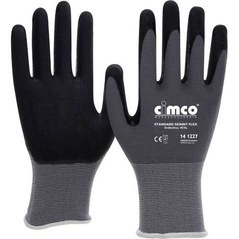 Cimco Standard Skinny Flex schwarz/grau 141267 Tricot Gants de travail Taille: 10, XL EN 388 1 paire(s)