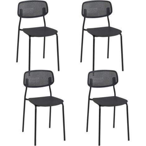Chaise De Cuisine - Polypropylene Ajoure - Structure Metal 19 Mm - Hauteur Assise 44 Cm - Ensemble De 4 (1/5)