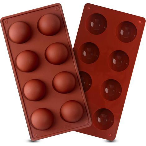 Moule en silicone semi-sphérique à 8 cavités pour bombes au chocolat, gâteaux, gelées, puddings, savons artisanaux, bonbons, lot de 2
