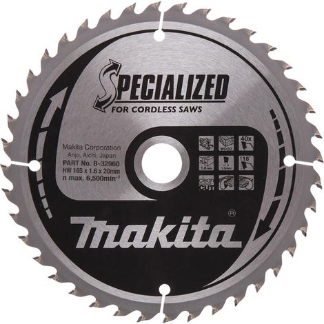 Hoja de sierra Makita SPECIALIZED 165x20 - 40T (1/4)