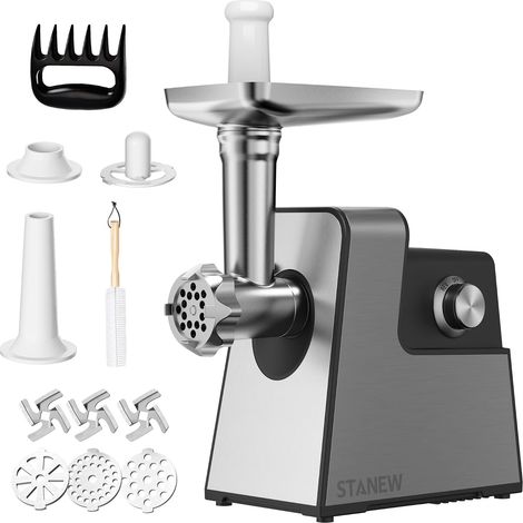 3500W Electric Meat Mincer, 3 in 1 with 3 Stainless Steel Plates, Kubbe and 3 Stuffing Tubes for Sausages, Capacity 3.5 kg/min, 3 Blades, Copper Motor (1/5)