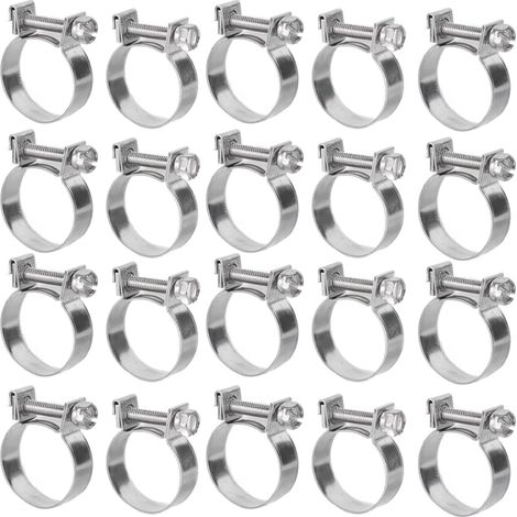 20 pinces de serrage mini en acier inoxydable à vis pour tuyau auto, pétrochimie, pharmacie 19-21mm (1/5)