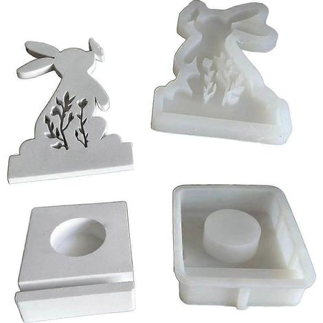 Moule en résine pour bougeoir lapin de Pâques 3D - Moule en silicone pour bougeoir lapin - DIY (1/4)