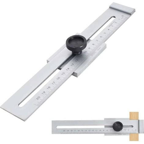 Trusquin de Traçage, 200mm Plage de Mesure Jauge de Marquage en Acier Inoxydable, Trusquin de Menuisier, Jauge de Trait de Précision, Outils de Mesure pour le Travail du Bois (1/5)