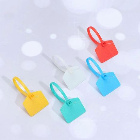 Colliers de serrage en nylon avec étiquettes compatibles, 100 pièces, attaches autobloquantes pratiques (1/4)