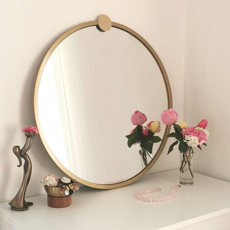 Rundspiegel Kurz, Wandmontage, Rahme transparent, 60x60h cm gold (1/5)