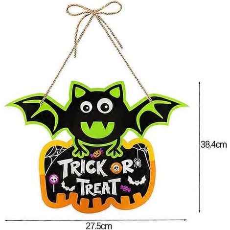 1 décoration de porte en papier « Joyeux Halloween » : citrouille, fantôme, chauve-souris, chat, araignée. Décorations à faire soi-même pour une fête d'Halloween.