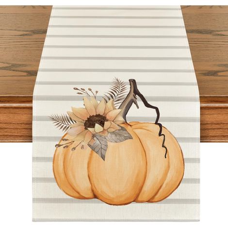 Runner tavola autunnale motivo zucca 40 x 180 cm Beige (1/5)