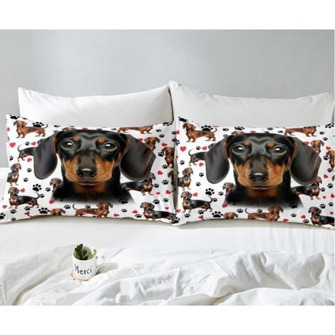 Housse De Couette - 140x200 cm - Imprimé Empreintes De Pattes De Chien - Microfibre - Pour Lit Enfant Ou Adulte - 1 Pièce (1/4)