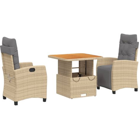 Maison Exclusive - 3-tlg. Garten-Essgruppe mit Kissen Beige Poly