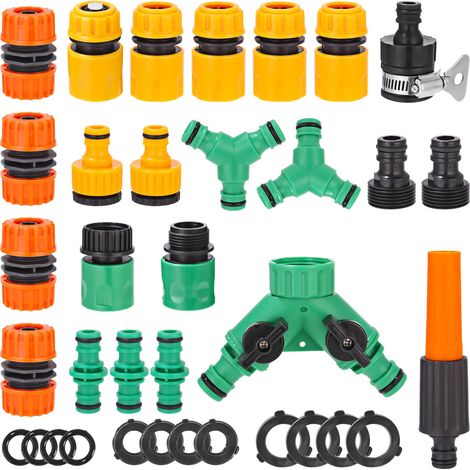35-teiliges Schlauchverbinder-Set, 1/2-Zoll-Gartenschlauchanschluss-Set, Kunststoff-Schlauchkupplungsset, Schlauchanschluss-Zubehör für Garten- und Hauswasserhähne mit Gewinde (1/5)