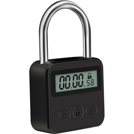 JSSEVN - Metal timer lock - USB rechargeable safety timer - Black (1/5)