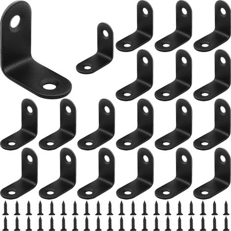 Équerre de Fixation,20 pièces Equerre de Fixation en acier inoxydable,Support d'Angle Droit,Equerre Métal en L à 90 degrés(Noir, 3030 mm) (1/5)
