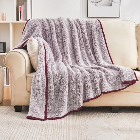 Kuscheldecke Sherpa Sofadecke Wendbar 127x177cm Rot 130 x 150cm 07-rot (1/5)