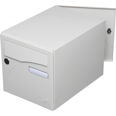Renz – Boîte aux lettres 2 portes Blanc RAL 9016 – Ouverture avant et arrière – Gouttière hydrofuge – Anti-corrosion 15 ans – Grade 3 sécurité (1/2)