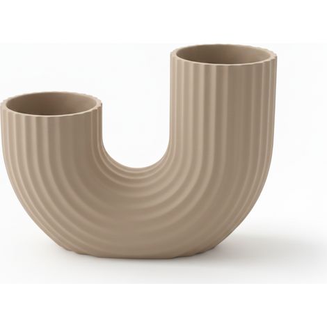 Vaso beige moderno, minimalista, a forma di U, dalla forma elegante