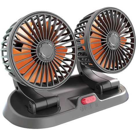 Ventilateur de voiture à double tête réglable avec connecteur allume-cigare, circulateur d'air multifonction pour véhicules 24 V (1/5)