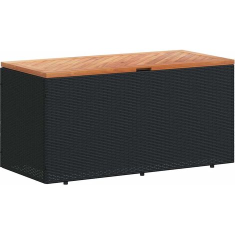 Caja de almacenaje jardín madera acacia ratán negro 110x50x54cm vidaXL