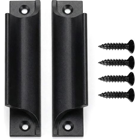 Lot de 2 poignées en alliage d'aluminium avec vis, poignée de porte-fenêtre extérieure en métal, porte coulissante, de terrasse, tiroir d'armoire, de cuisine pour fenêtres, portes coulissantes (1/5)