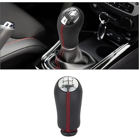 Pommeau De Levier Vitesse, Adaptateur Pommeau Levier Vitesse En Cuir, Tête De Levier De Vitesse Cousue à La Main, Adaptateur Changement Vitesses Pour Voiture Boîte Vitesses(Rouge)