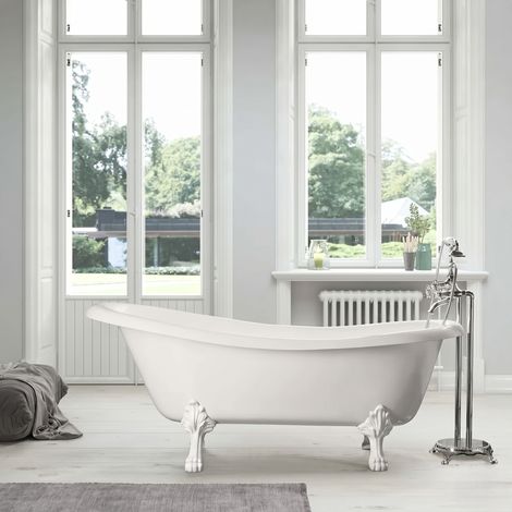 Bañera de Hierro LIVINGSTON blanca  170 cm Patas BLANCAS