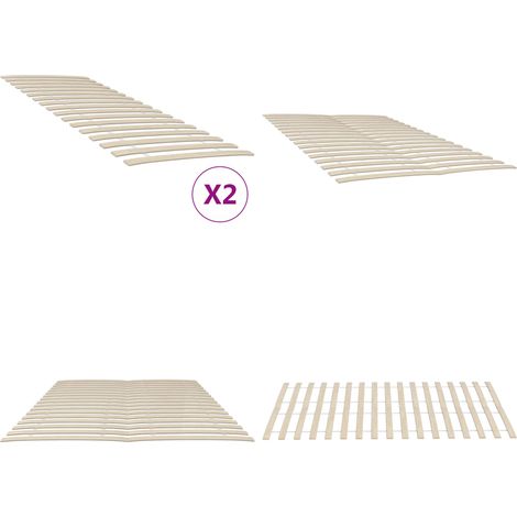 Sommiers à lattes avec 34 lattes 2 pcs 80x200 cm - Lit Plateforme - Sommier Bois - Sommier Pliable - Lit Double - Cadre Lit - Home & Living (1/5)