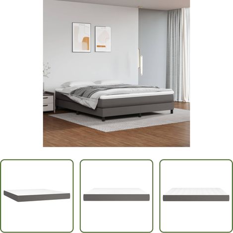 Sommeil profond - Matelas de lit à ressorts ensachés fermeté moyenne Gris 180x200x20cm Similicuir (1/5)